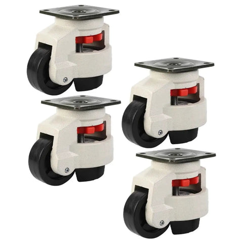 4 Pack Beefed Up Heavy Duty Leveling Casters GD-80F, 500kg Load Capacity Per Wheel, Universal Swivel Casters For Workbenches And Industrial Equipment, Easy Install, 360 Degree Mobility, Stable Transport, white caster wheel set