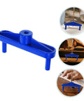 Professional Two Piece Woodworking Scribe Set Featuring Slick Ergonomic Center Scriber And Multi Function Marking Gauge close-up of blue center scribe