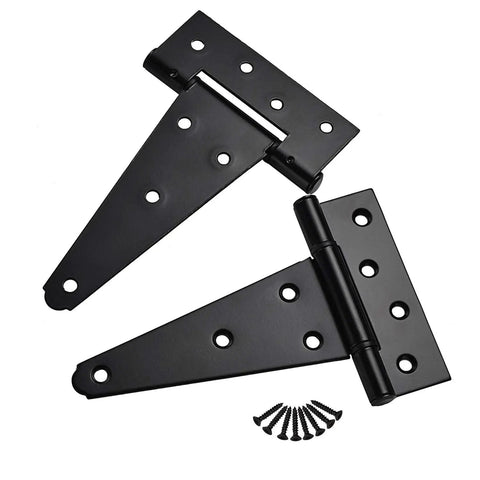 6 Inch T Strap Shed Door Hinges Heavy Duty Black Powder Coated Set Of 6 For Wooden Fences Gates Barn Doors Built Tough Rustproof