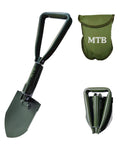 Beefy Folding Camping Shovel With Wood Saw Edge, High Carbon Steel Entrenching Tool, 18.3 Inch, Green with tactical carry case
