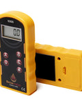 Pinless Wood Moisture Meter S300 with shallow scan, 0.25 inch readings, front and back view, pro grade accuracy, yellow casing.