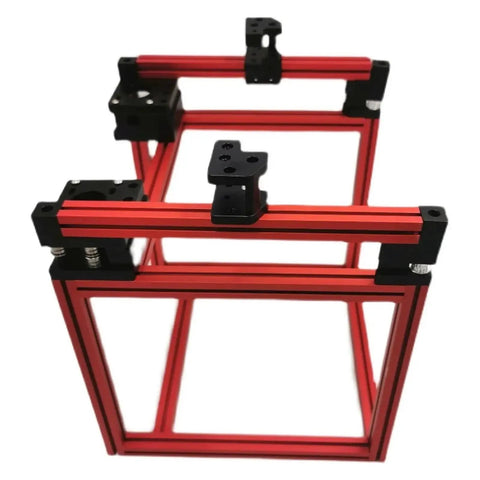 Heavy Duty All Metal Outer Frame Structure Upgrade For Voron 0 3D Printer, red aluminum frame assembly with black connectors.