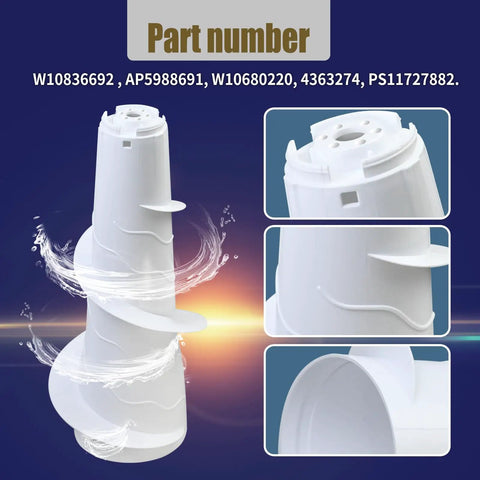Straight Shot Upgrade Hella Tough Washer Upper Agitator Replaces W10836692, white plastic part for Maytag Kenmore Whirlpool washers.
