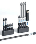 Grippy No Slip Phillips Screwdriver Bits With Magnetic Design PH2 Set, 11 Piece S2 Steel Driver Bits With CNC Machined Tips And Magnetic Bit Holder.