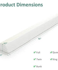 Memory Foam Bed Bumpers Two Pack for Toddlers and Kids Soft Edge Safety Rails dimensions illustration showing 52 in. length