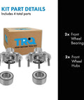 2 Piece Front Wheel Bearing And Hub Assembly Set For Hyundai Santa Fe 2001 To 2006, Tucson 2005 To 2009, Kia Sportage 2005 To 2010, Durable Replacement Front Hubs And Bearings Kit showing all components