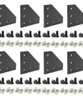 Eight Pack 10 Series Aluminum Extrusion Corner Brackets 90 Degree Right Angle L Connectors With T Slot Nuts And Bolts For 1 Inch Profiles