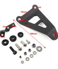 Premium Motorcycle Muffler Bracket Kit With Exhaust Hanger For Ninja 300 And Ninja250 Models From Years 2013-2014 Ensures Smooth Ride And Vibration Reduction While Replacing Your Broken Parts Easier Than Before. Black steel bracket kit with bolts, washers, and spacers, shown with 169mm and 78mm measurements.