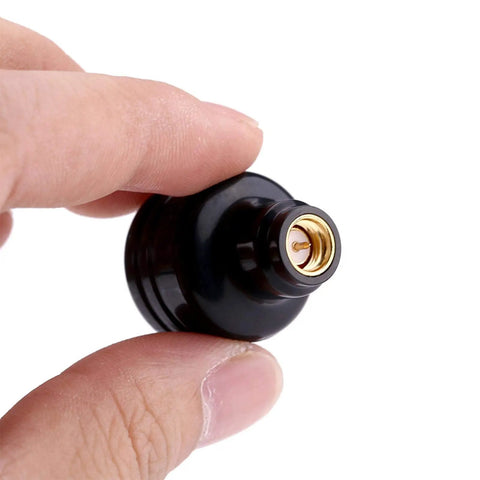 Close-up of 5.8G 5Dbi RHCP Mushroom Antenna for FPV Drones, showing heat resistant ABS shell and inner needle connector.