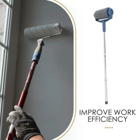 Heavy Duty Paint Roller Kit With Extendable Pole And Adjustable Handle For Walls Ceilings And Doors Featuring A Comfy Grip in use on a wall.