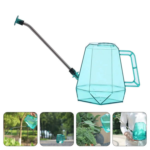 Long Nozzle Stainless Steel Watering Can For Indoor Gardening Portable Plant Water Container With Clear Tank Sky Blue Easy Fill Gentle Shower Head For Delicate Flowers And Lawn Care, clear tank