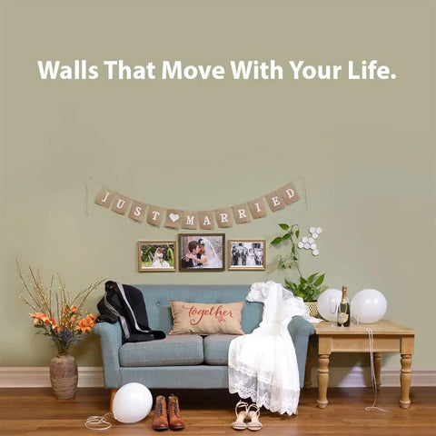 Living room with wedding decor and Magnetic Paint And Primer For Any Surface High Yield Black 8 Oz Turns Walls Into A Magnetic Canvas.