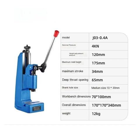 Knockout Quality Build On This Manual Arbor Press with 4KN pressure, 175mm mold height, and long reach lever for crafting.