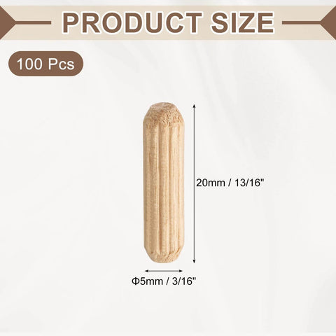 Wooden Dowel Pins Three Sixteenths Inch By Thirteen Sixteenths Inch Straight Fluted Dowels For Crafts Furniture And Diy Projects In Hardwood 5mm By 20mm Pack Of 100 Dowels For Quick Solid Joints