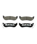 EC1109 Ceramic Rear Disc Brake Pad Set For Ford Explorer, top and bottom view showing ceramic material and noise reducing shim
