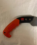 Close-up of Samurai Ichigeki 13 Inch Pruning Saw With Ergo Grip Handle And Orange Sheath 330mm C 330 LH Japanese Blade Hand Powered Arborist Tool