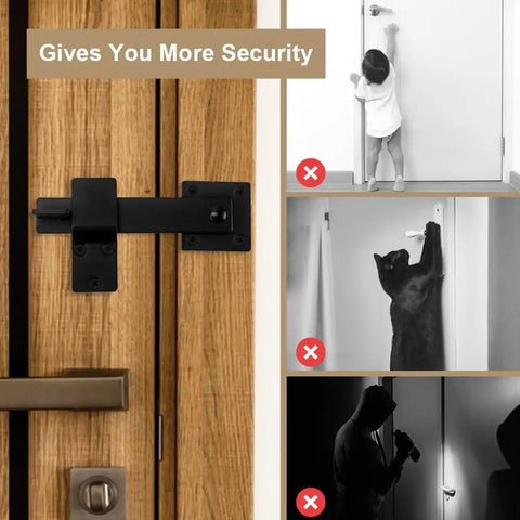 Barn Door Lock Hardware Heavy Duty Metal Gate Latch 3 Pack on wooden door showcasing secure installation and functionality.