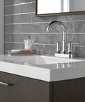 Modern vanity with Trinsic Chrome Centerset Bathroom Faucet With Diamond Seal Technology And Metal Drain Assembly installed