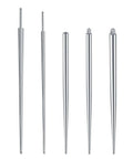 Pro Grade 18G 16G Piercing Taper Set Insertion Tool Stainless Steel Hypoallergenic Threader Kit showing 5pc metal tapers