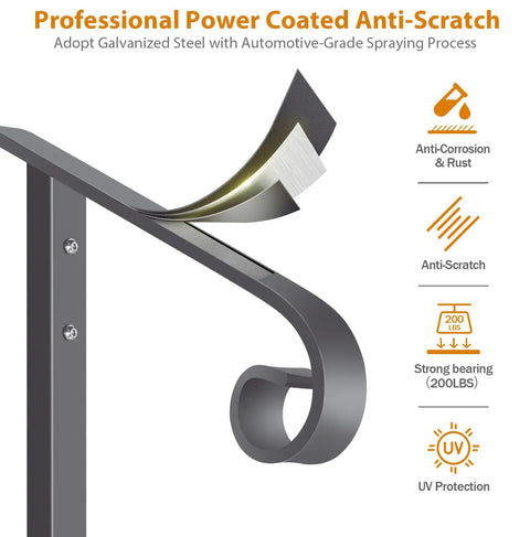 Sturdy Outdoor Stair Rail Handrail, 38.8 Inch High, Single Post Mount, showcasing anti-scratch and anti-corrosion coating, UV protection.