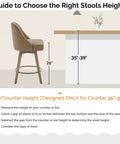 Guide to stool height with 26 Inch Counter Height Swivel Bar Stools Set Of 2 With Backs Linen Upholstery Solid Wood Legs