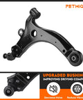 Front lower control arm with ball joint, Petmigo black steel, side view