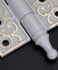 Zinc Alloy Bearing Door Hinge With Screws Silent Close For Wooden Doors And Cabinets Super Durable Cabinet Hardware That Fits Closets And Cupboards Easy Install Smooth Quiet Action Multicolor Finish, gray zinc alloy hinge close-up