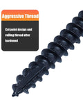 Structural Lag Screws 6 Inch 50 Pack Size 14 Black Timber Screws close-up showing aggressive thread design