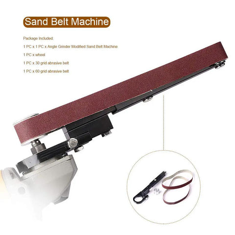 Killer Mini Angle Grinder Belt Sander Conversion Kit Sick Adapter For Model 100 with abrasive belts and attachments.
