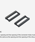 Flat Pin DIP IC Socket Adapter 32-Pin, 2.54mm Pitch, 15mm Row Spacing, Dual-Row IC Socket for PCB Boards, top view