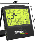 Swami Launch Master Pro Golf Launch Monitor with Doppler Radar showing real-time swing and ball data, 7.5x8 inch display.