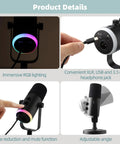 XLR USB Dynamic RGB Microphone For Gaming And Streaming With Noise Reduction, Easy Volume Control, Metal Build