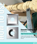 12mm Square Straight Carbide Cutters For Woodturning With Drop-In Fit To Spiral And Helical Planer Cutters in use on lathe