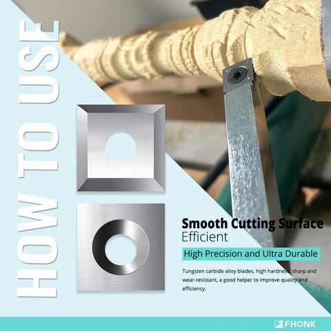 12mm Square Straight Carbide Cutters For Woodturning With Drop-In Fit To Spiral And Helical Planer Cutters in use on lathe