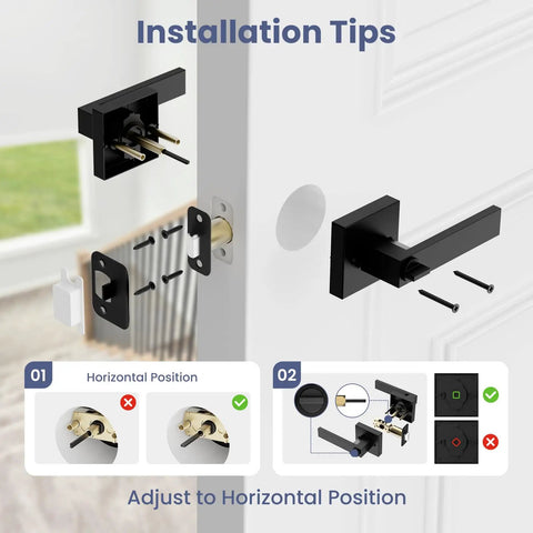 Installation tips for Two Pack Privacy Door Levers In Matte Black Interior Door Handles With Keyless Locks For Bedroom Or Bathroom