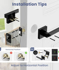 Installation guide for Six Pack Matte Black Interior Door Handles Set With Keyless Privacy Levers showing assembly steps.