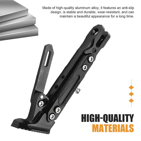 Adjustable Motorcycle Kickstand Built For Real World Rides, Heavy Duty Aluminum Alloy Universal Parking Stand in side view