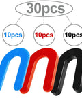 Shop Approved 30 Pcs Auto Lift Leveling Shim Kit features blue, red, and black slotted discs in a 30-piece set for vehicle alignment.