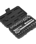 Pro Grade Hex Socket Wrench Set With 72 Tooth Quick Release Reversible Ratchet For Automotive Repair Garage Ready 20 Piece Kit in case