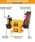 Tough As Nails 2 IN 1 Bench Grinder And 2X27 Inch Belt Sander Combo with adjustable eyeshield and sturdy base.