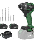 21V Brushless Impact Screwdriver Kit With 230Nm Torque, Cordless Driver Set, Dual 3.0Ah Batteries, Screwdriver Bits, Built In LED Light