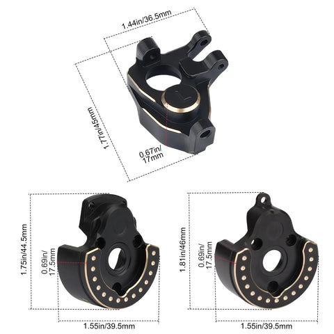 Brass Front And Rear Portal Cover Steering Knuckle Counterweights For Vanquish VS4 10 1 10 RC Crawler F10 dimensions diagram