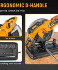 14 Inch Metal Cutting Chop Saw 2600W Heavy Duty Electric Cut Off Machine with ergonomic D-handle, steel cutting blade visible.