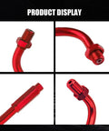 Rock Solid 90 Degree Throttle Cable Adjuster For Dirt Bikes And Street Motorcycles Slick Aluminum Alloy Twist Grip Regulator Red close-up view.