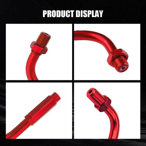 Rock Solid 90 Degree Throttle Cable Adjuster For Dirt Bikes And Street Motorcycles Slick Aluminum Alloy Twist Grip Regulator Red close-up view.