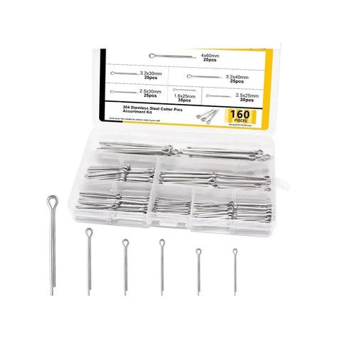 Pro Grade Heavy Duty Cotter Pins Split Pin Kit 2 3 4 Size Set 480 Pcs Total R Clip Hairpin Style Fasteners assorted in box