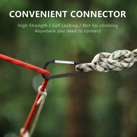 2 Point 28 Inch Small Aluminum Carabiner Clips Set Of 20 D Ring Keychain Clips Multipurpose Snap Hooks connecting ropes