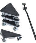 Heavy Duty Furniture Movers With 360 Degree Rotation Wheels And Lifter Set, triangular dolly with casters and pry bar.