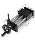 Rock Solid Dual Optical Axis Manual Sliding Table With 100mm Travel CNC Linear Rail Guide Aluminum Alloy Slide Stage For Precise Non Standard Automation And Heavy Duty Micro Machining, black manual slide with handwheel and dimensions