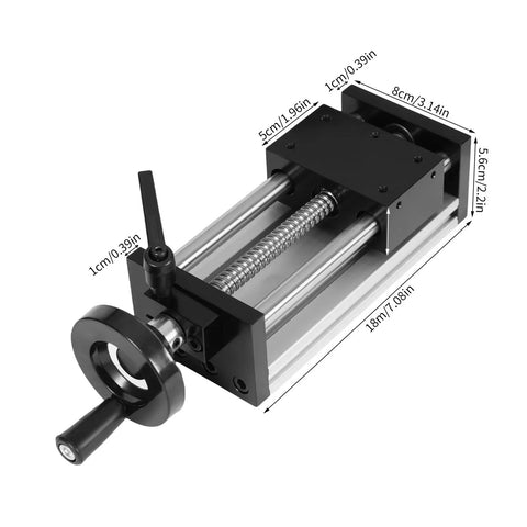 Rock Solid Dual Optical Axis Manual Sliding Table With 100mm Travel CNC Linear Rail Guide Aluminum Alloy Slide Stage For Precise Non Standard Automation And Heavy Duty Micro Machining, black manual slide with handwheel and dimensions